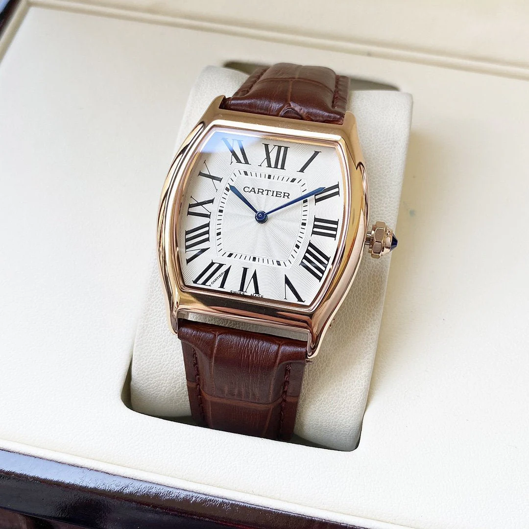 Cartier Watch TORTUE 40MM STEEL CASE LEATHER STRAP