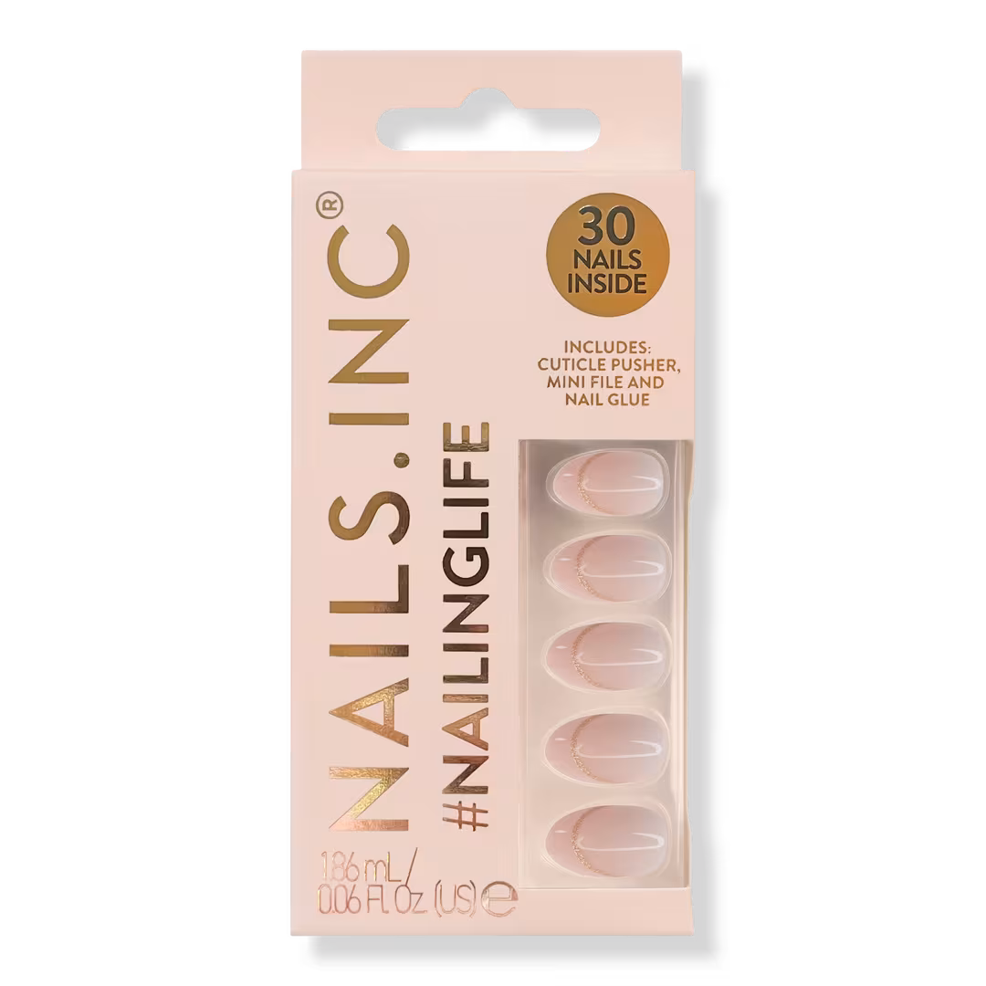 Nails Inc.  NailingLife Style It Like Sabrina Gold French Tip Press-On Nails