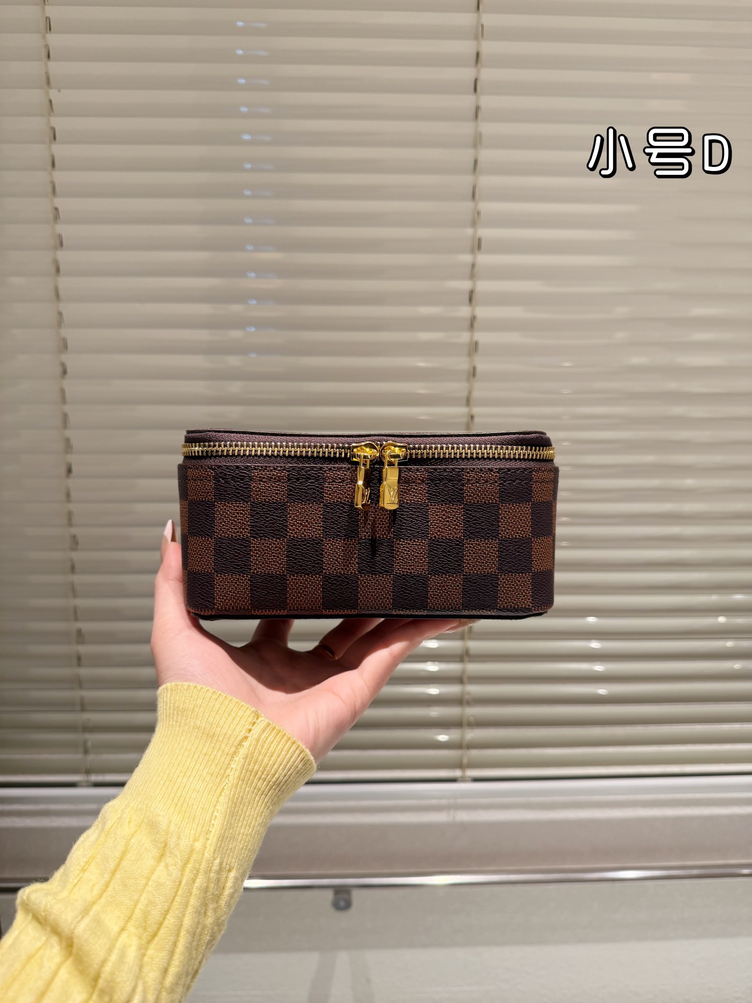 LV Brown Damier Ebene Canvas Nice Vanity Jewelry Case Travel Top Handle Bag