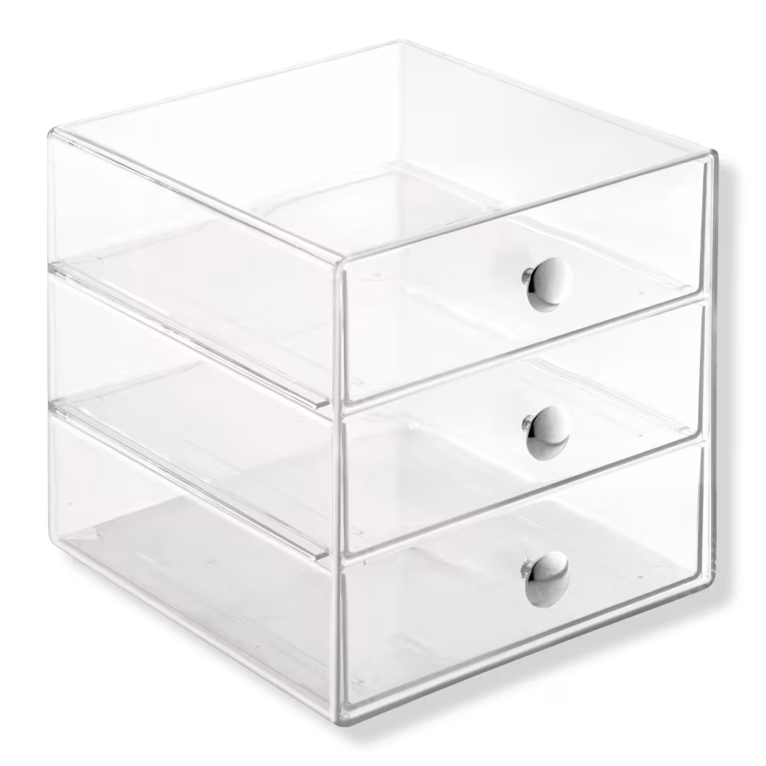iDesign  3-Clear Plastic Drawers Stackable Makeup Organizer