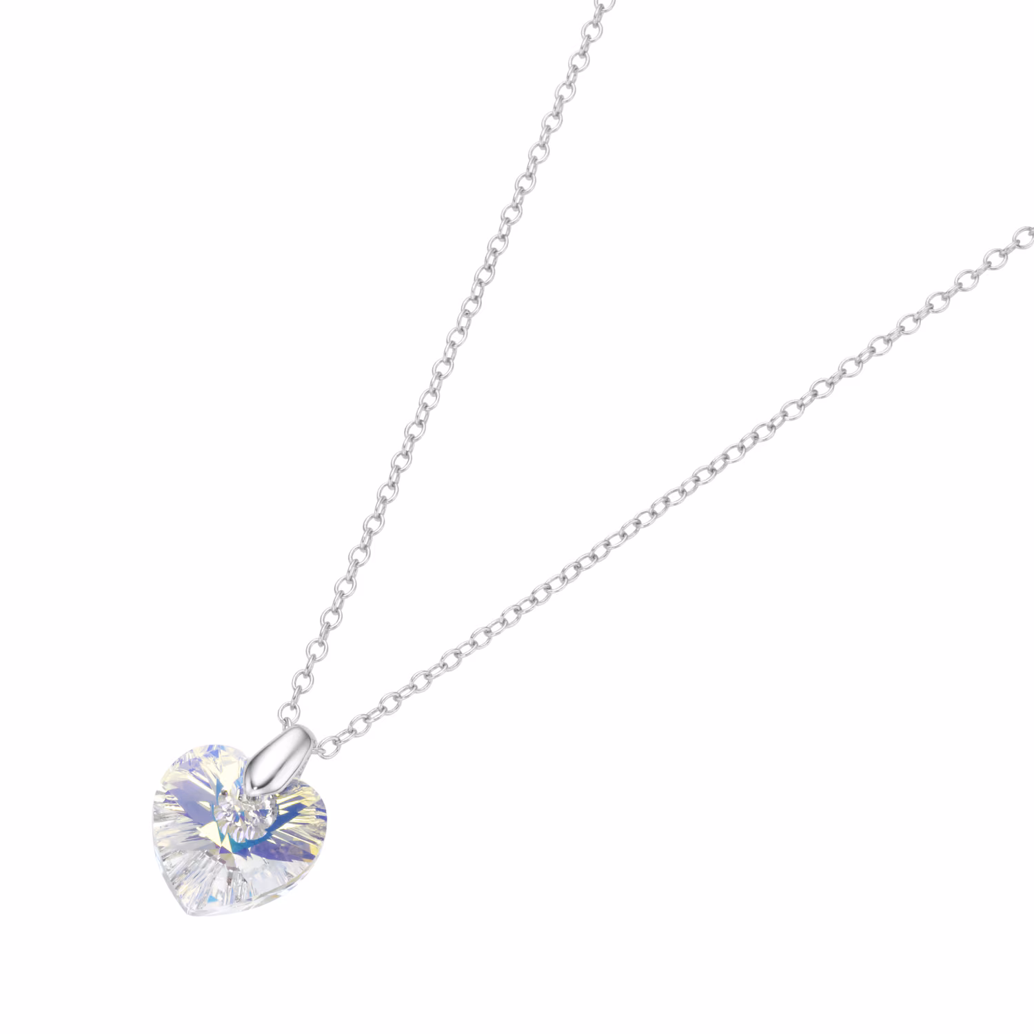 Kette mit Kristall Stein in Herzform, Silber 925