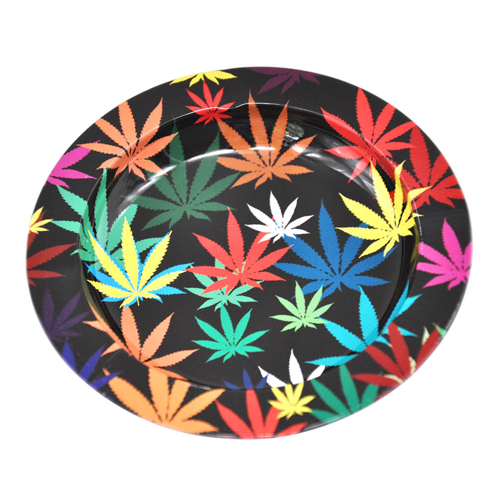 Marijuana Leaf Tin Ashtray (Random Pattern)