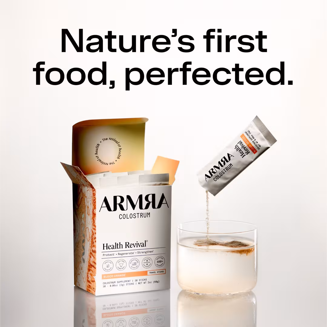 ARMRA Colostrum  Blood Orange Health Revival Travel Sticks