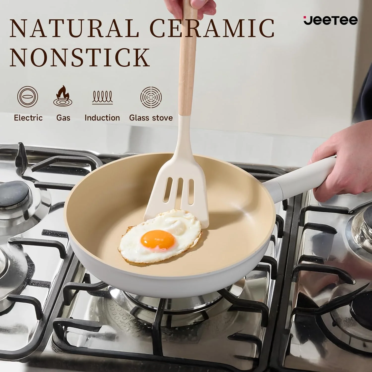 Ceramic Cookware Set, 13 Pcs Nonstick Pots Pans with Removable Handles, Healthy Oven Safe Cooking Set for Family