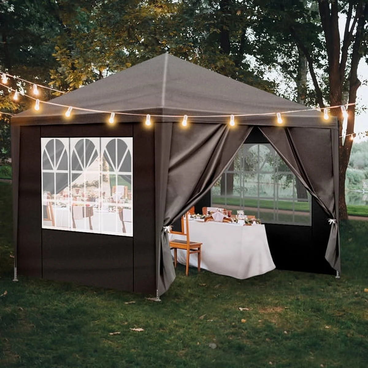 Sythers 10'x10' Pop Up Canopy Tent with 4 Removable Sidewalls, Portable Gazebo, UV Resistant Waterproof, Enclosed Canopy Tent for Outdoor Events, Patio, Backyard, Party, BBQ, Camping, Black