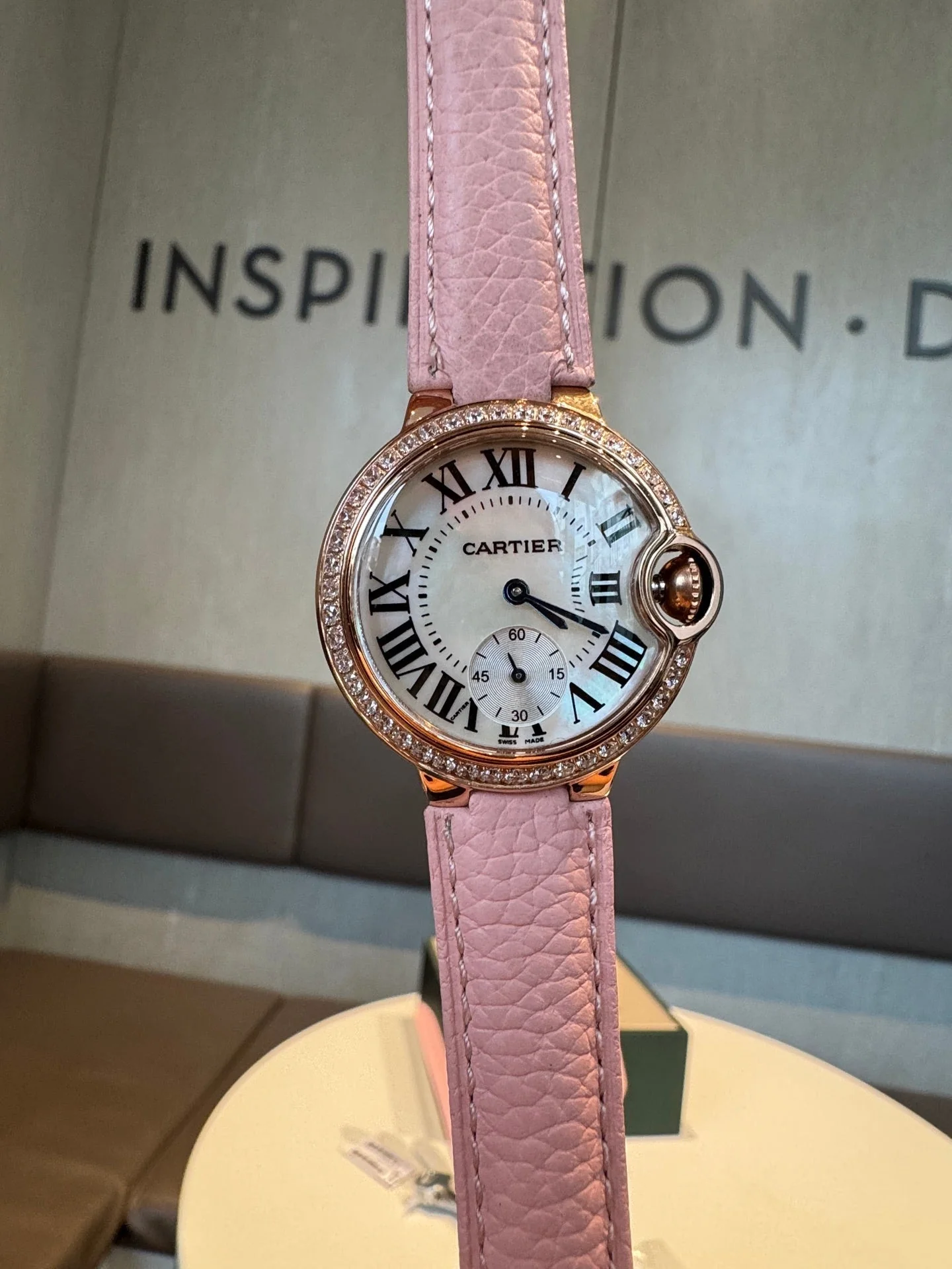 Cartier Watch Bleu Balloon 33mm Pink Gold White Dial