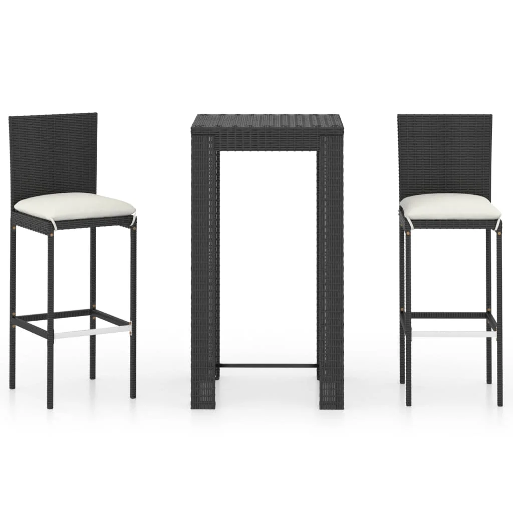 vidaXL Patio Bar Set Outdoor Bistro Set Bar Stool Bistro Table Poly Rattan