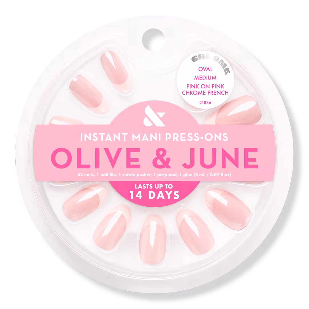 Olive & June  Instant Mani Press On Nails Pink Chrome French
