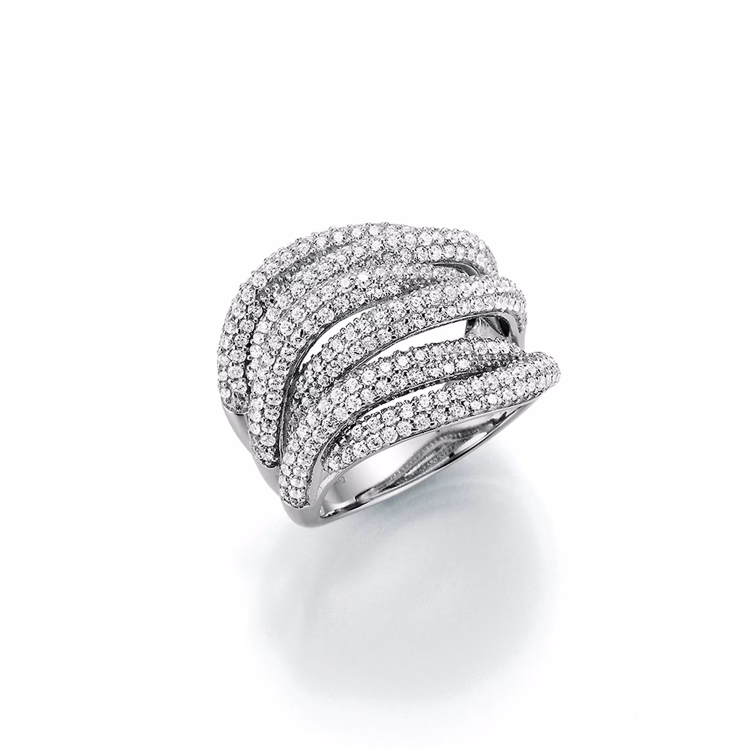 Ring mit weißen Zirkonia, Silber 925