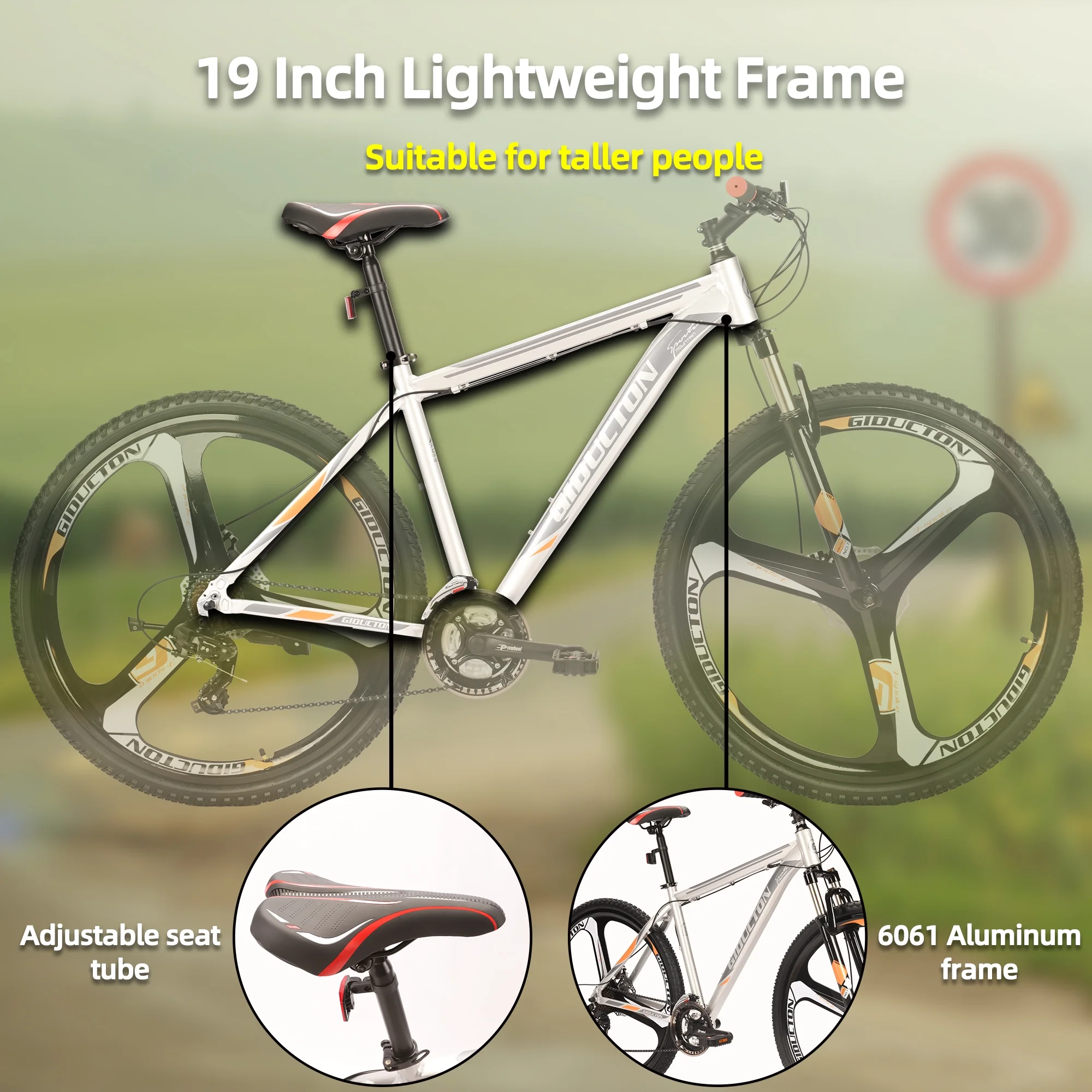 Mens Mountain Bike, Eurobike X9 Mountain Bike 29 inch, 19 inch Aluminum Frame, Bikes for Men 29er, Mens Bicycle 3-Spoke Silver