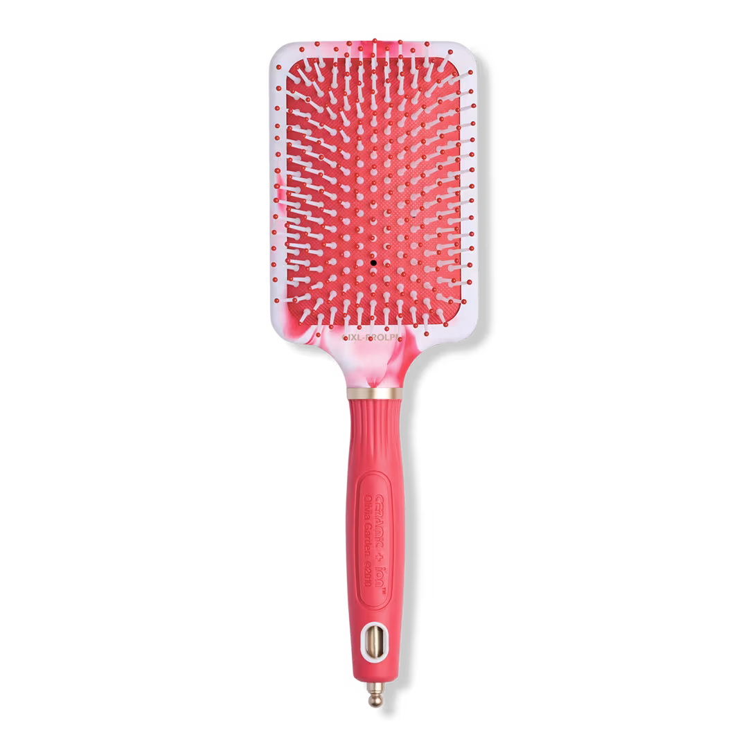 Olivia Garden  Ceramic + Ion Pink Marble Anti-Static Cushioned Paddle Brush