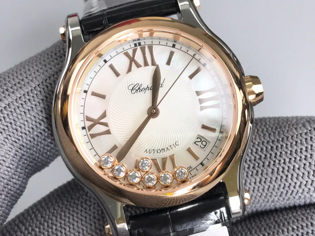 Chopard Watch Happy Diamond Pink 36mm Pink Gold White Dial