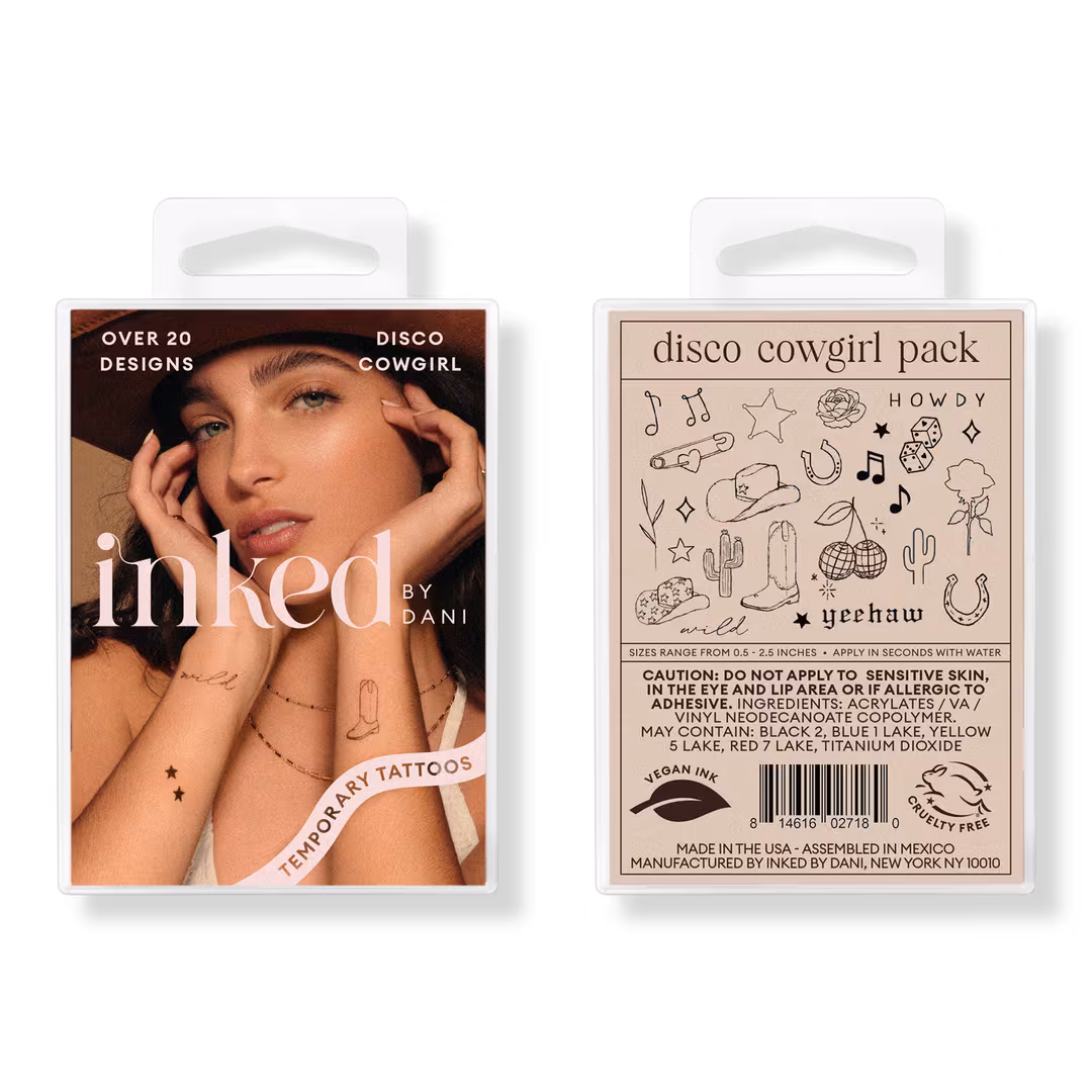 Inked by Dani  Disco Cowgirl Temporary Tattoo Pack