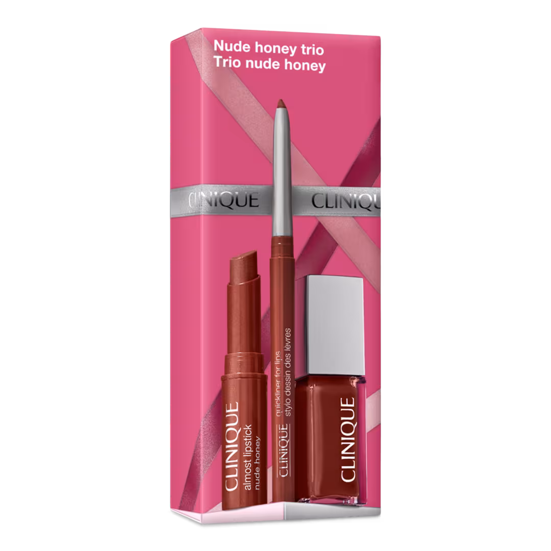 Clinique  3 Piece Nude Honey Lip Kit: Holiday Gift Set