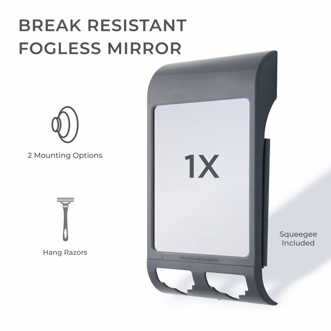 Zadro  Fogless Shower Mirror with Razor Holder & Squeegee