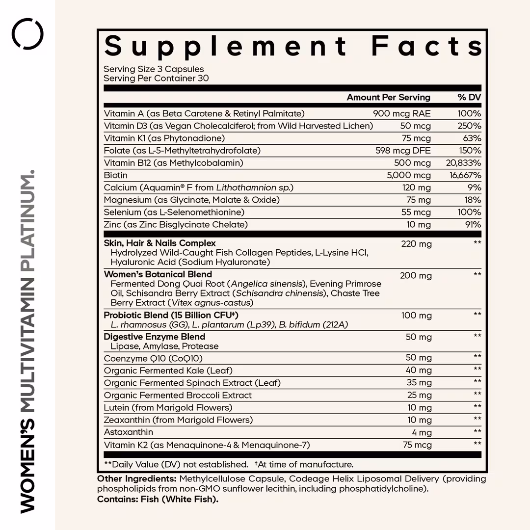 CODEAGE  Women’s Multivitamin Platinum with Collagen & Probiotics