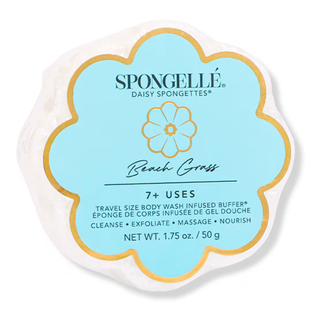 SPONGELLE  Beach Grass Daisy Spongette | Travel Body Wash Infused Buffer