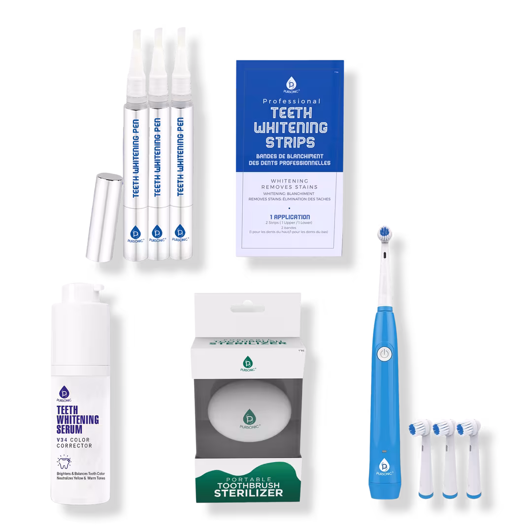 PURSONIC  Rotary Electric Toothbrush, UV Sterilizer, V34 Serum, Whitening Strips, & Pens