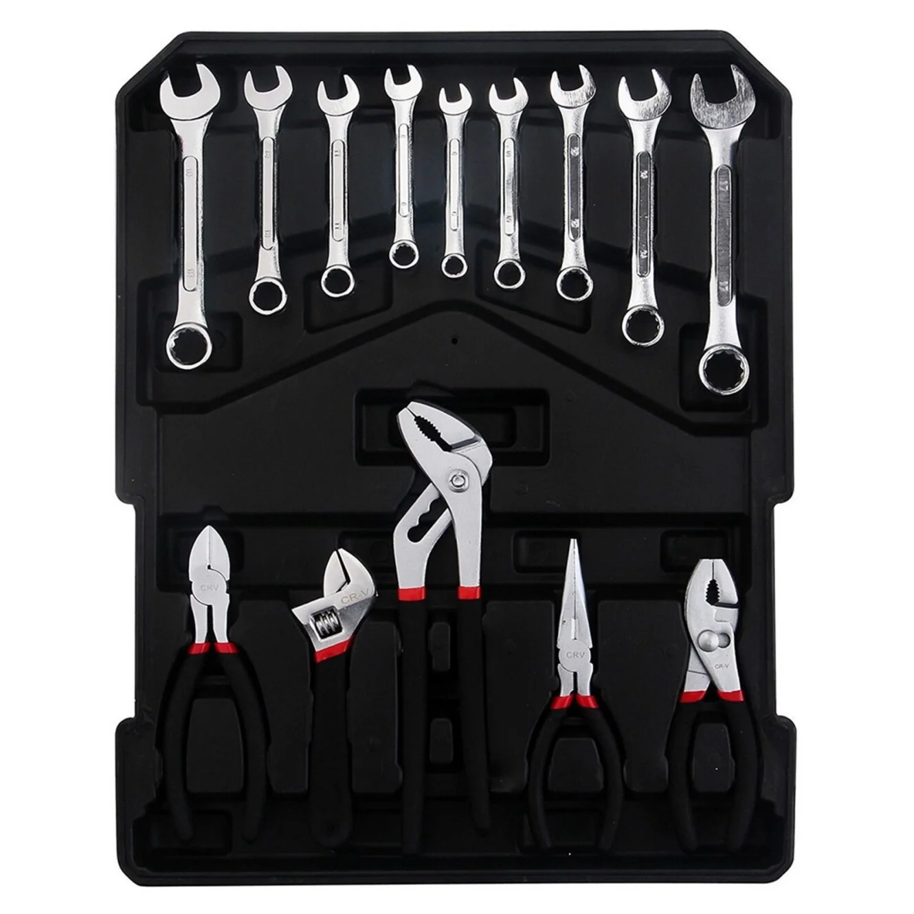 799PCS Aluminum Trolley Case Tool Set, Complete Tool Box Set with Rolling Wheels, Household Hand Tools Kit for Men, Silver