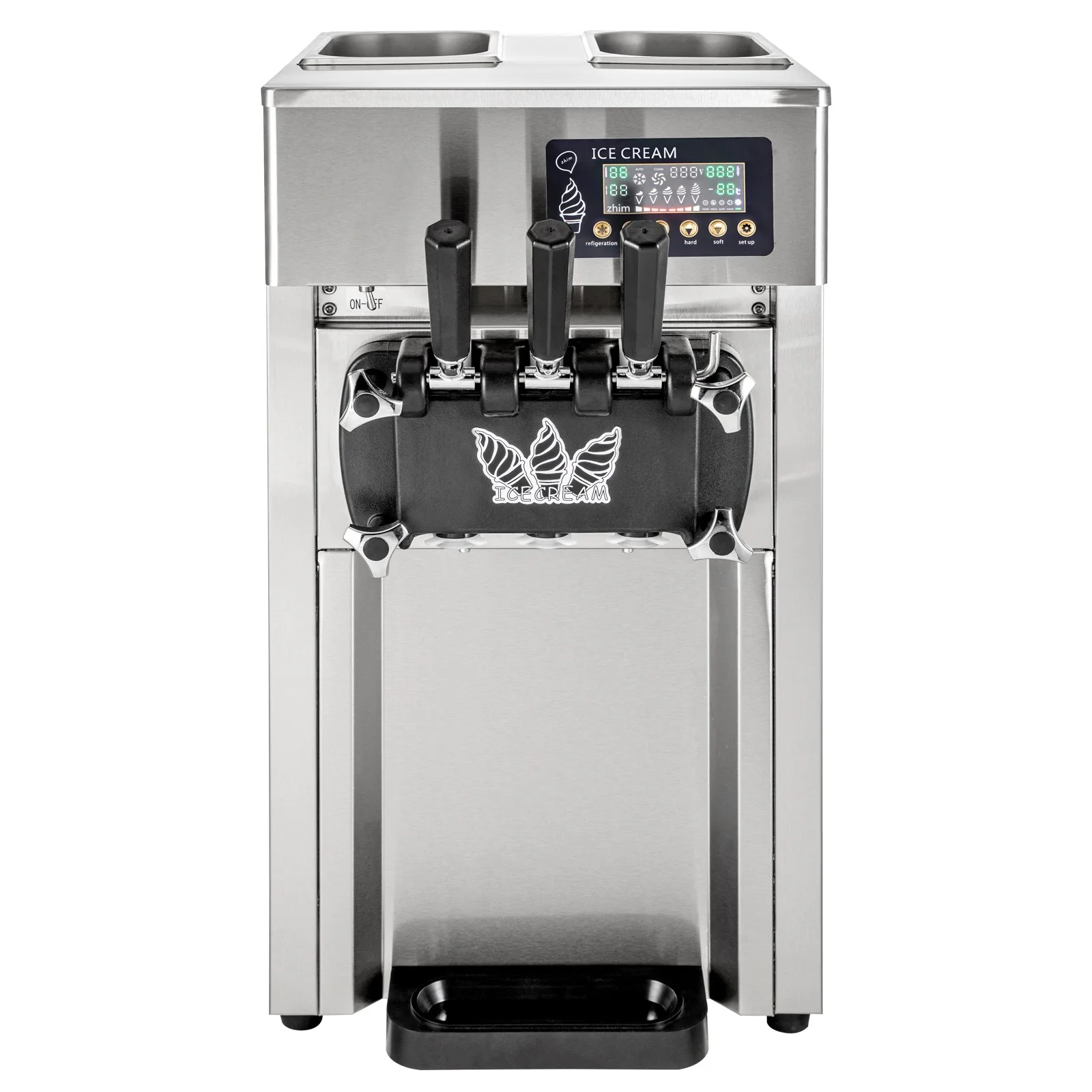 SIHAO 1200W Commercial Ice Cream Machine Countertop 18L/H Soft Serve Ice Cream Maker with LED Display