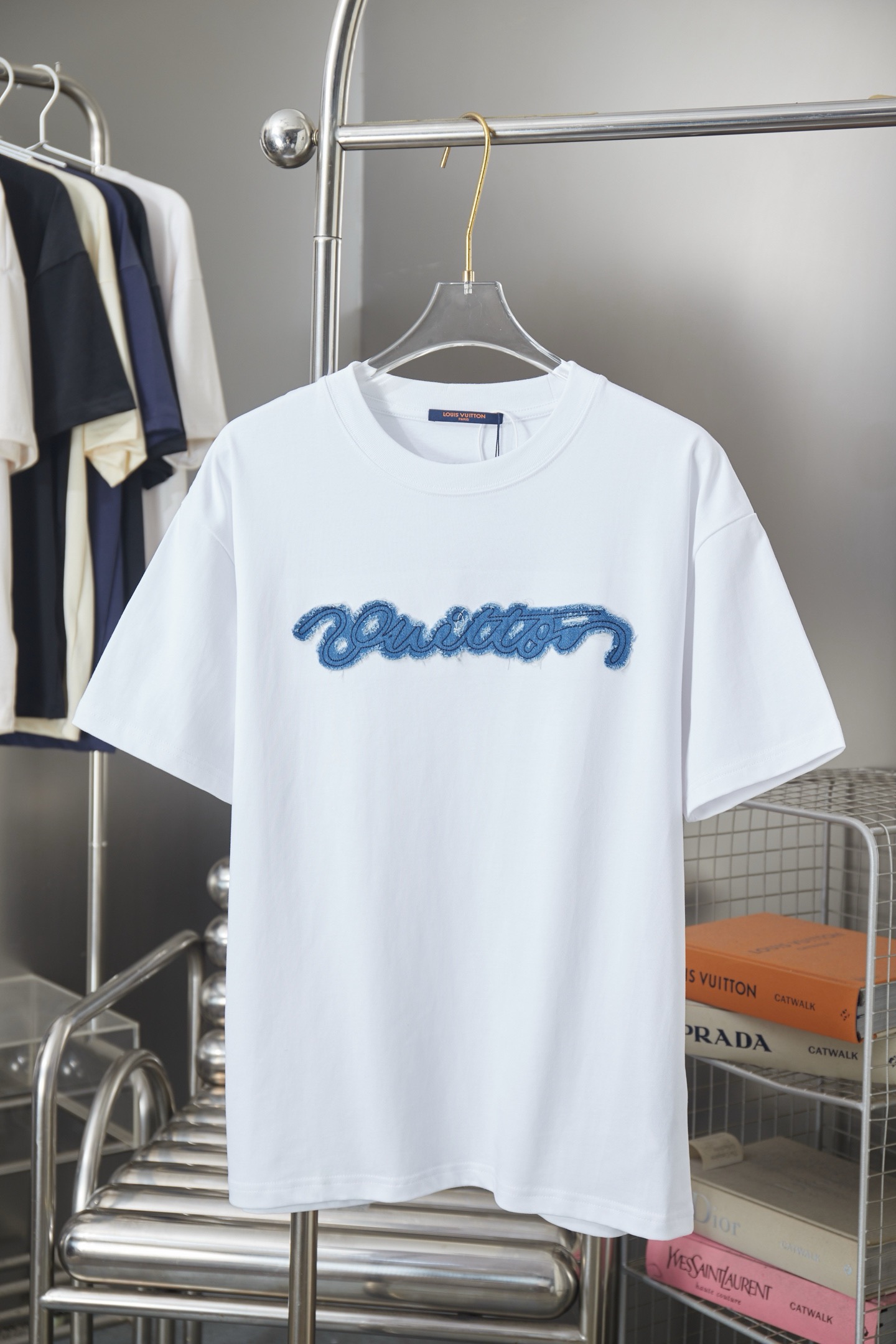 1V 26SS Early Spring New Arrival PREFALL DL2 Patchwork Denim Short Sleeve  t-shirt