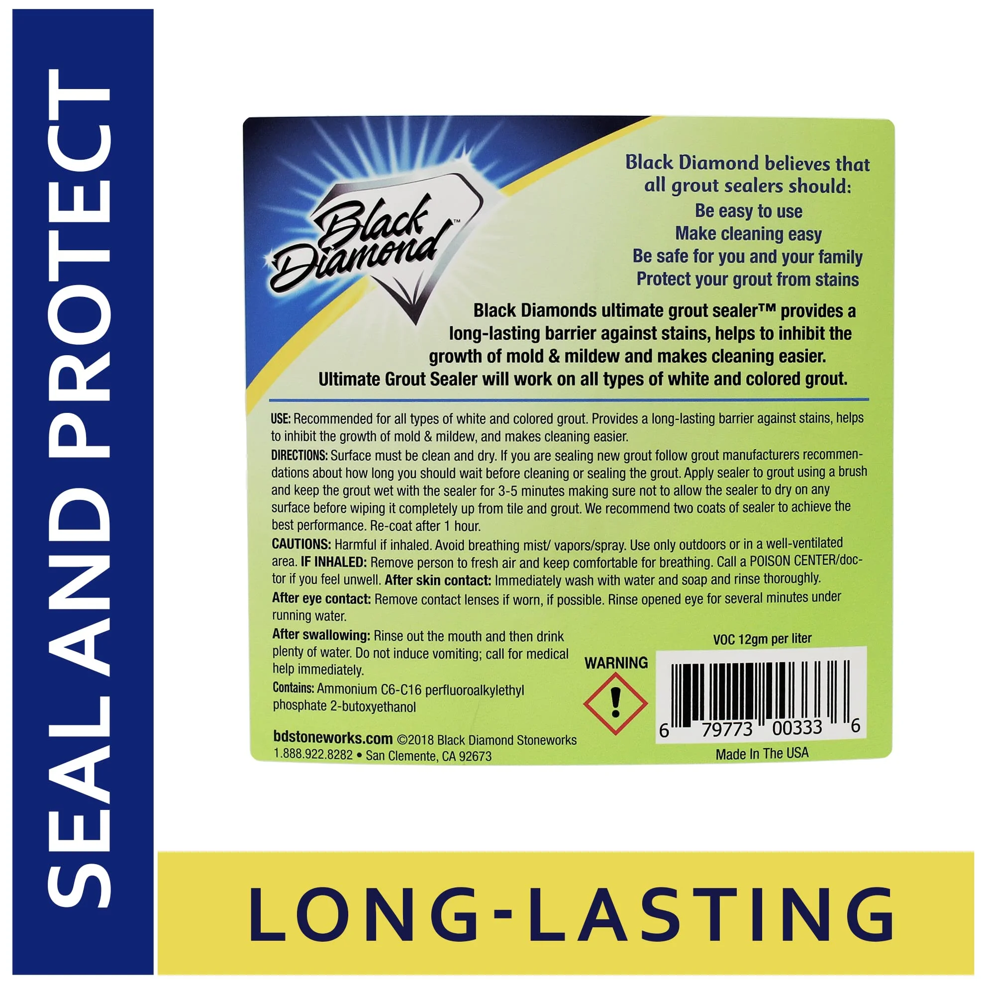 Black diamond stoneworks ultimate grout sealer: stain sealant protector for tile, marble, floors, showers and countertops.