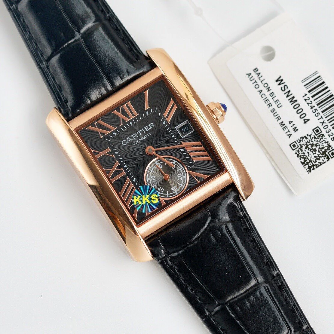 Cartier Watch TANK MC SECOND TIME ROSE GOLD CASE LEATHER