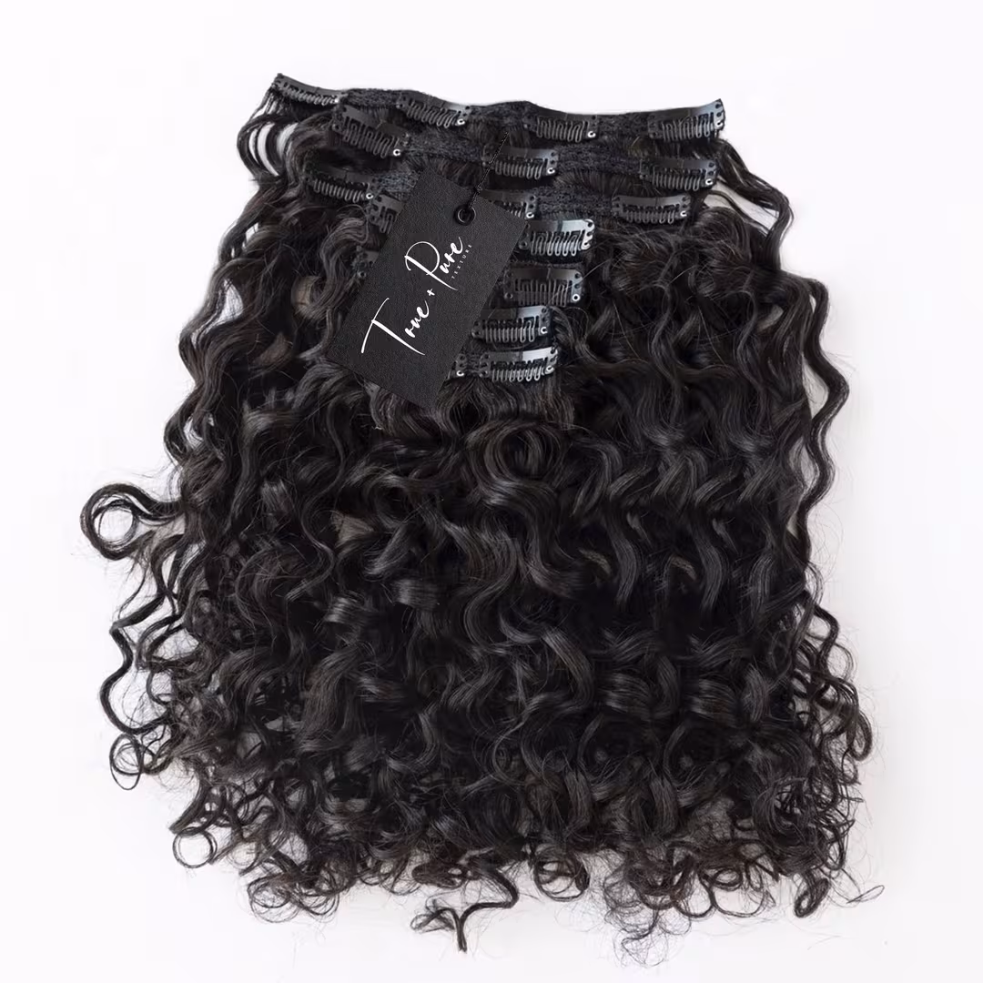 True + Pure Texture  Island Curl Deep Wave Curly Human Hair Clip Ins Extensions