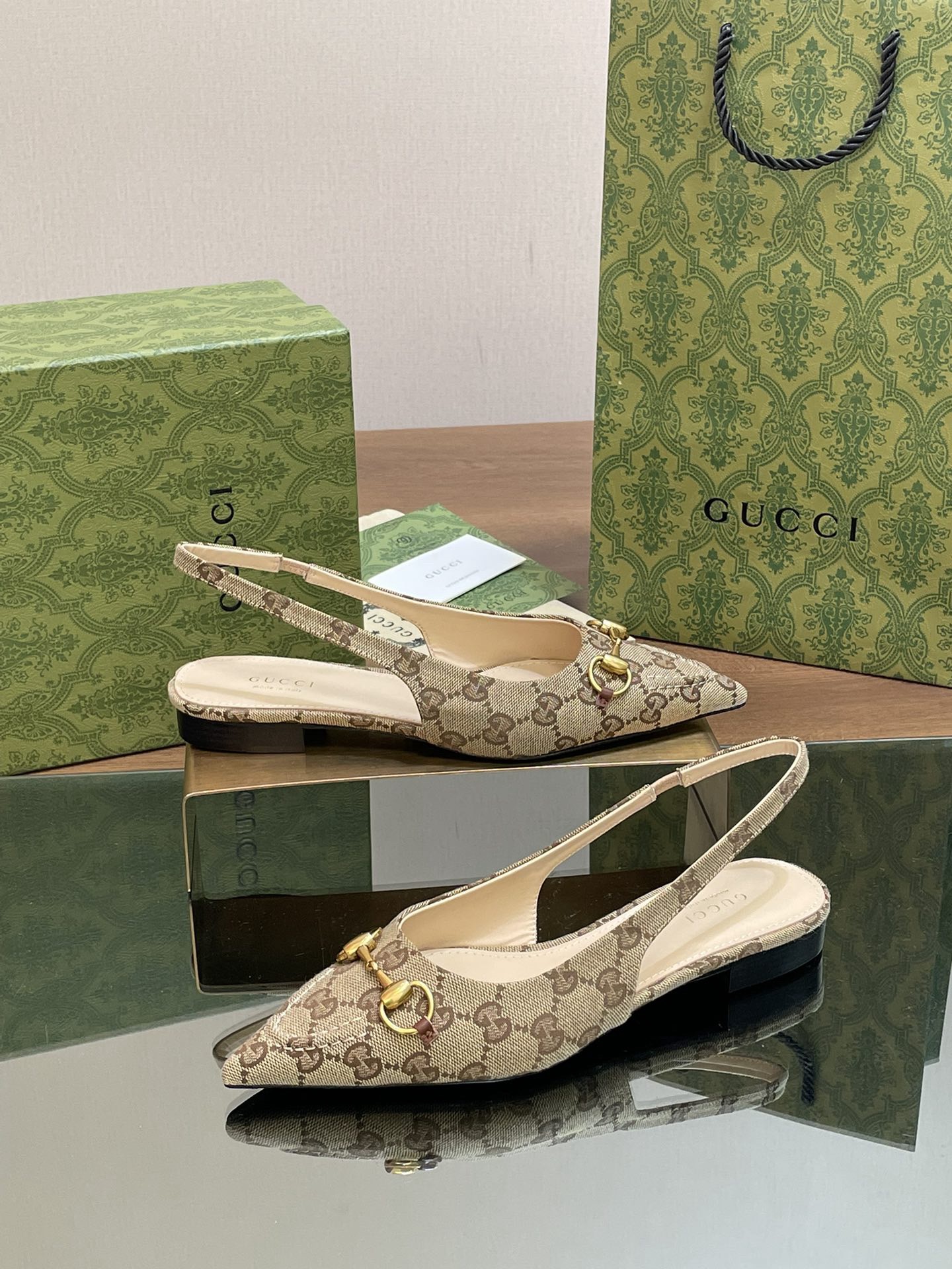 Gucci Horsebit Slingback Ballet Flat Sandals