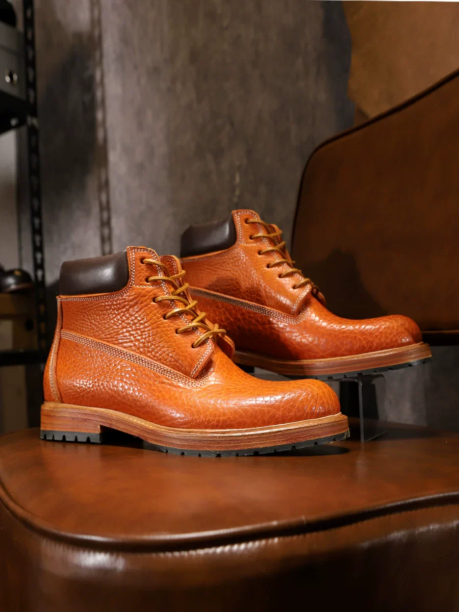 Goodyear bison leather tooling locomotive Martin rhubarb boots