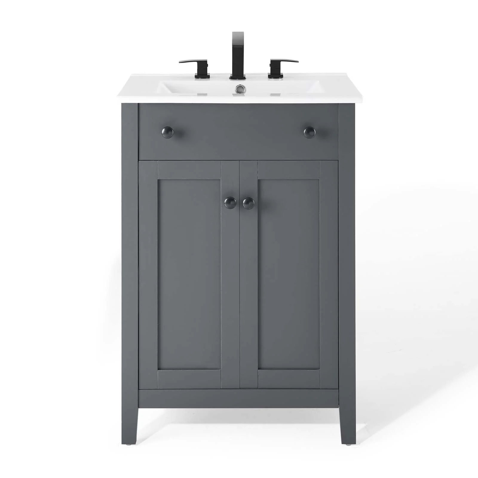 Modway Nantucket 24" Modern Wooden Bathroom Vanity in Gray and White