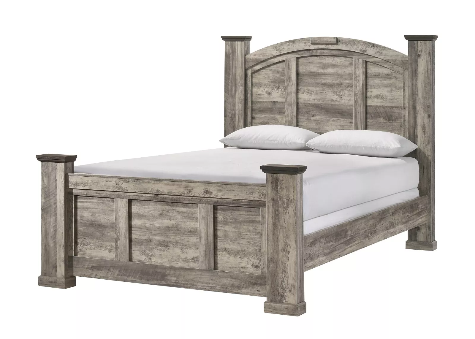 Rustic Gray Poster Queen Size 3pc Bed Set Storage Chest Nightstand Furniture