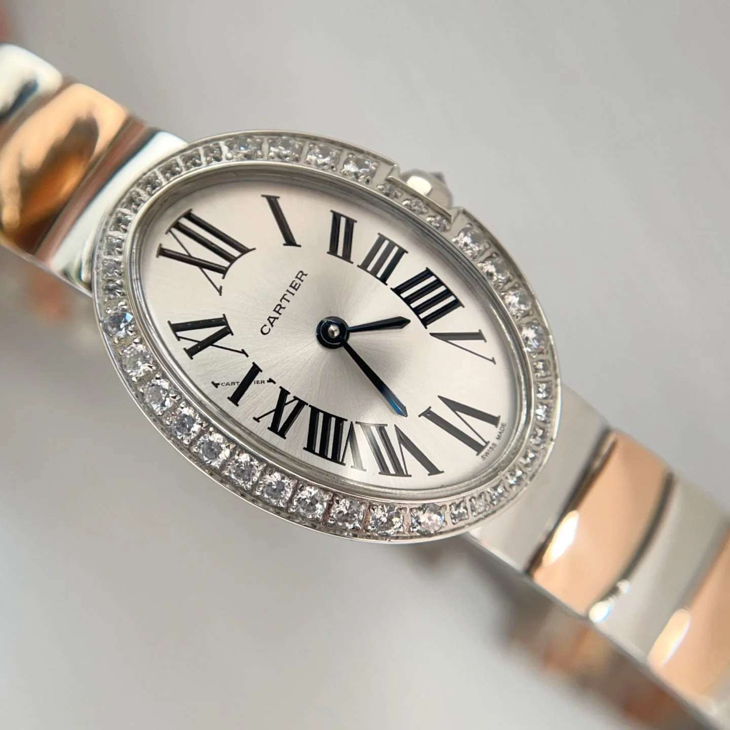 Cartier Watch Baignoire 23mm Pink Gold Diamond Bezel