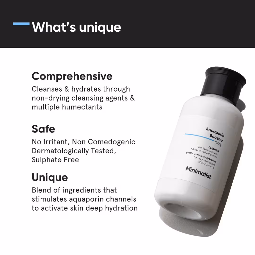 Minimalist  Aquaporin Booster 5% Face Cleanser with Hyaluronic Acid for Dry Skin