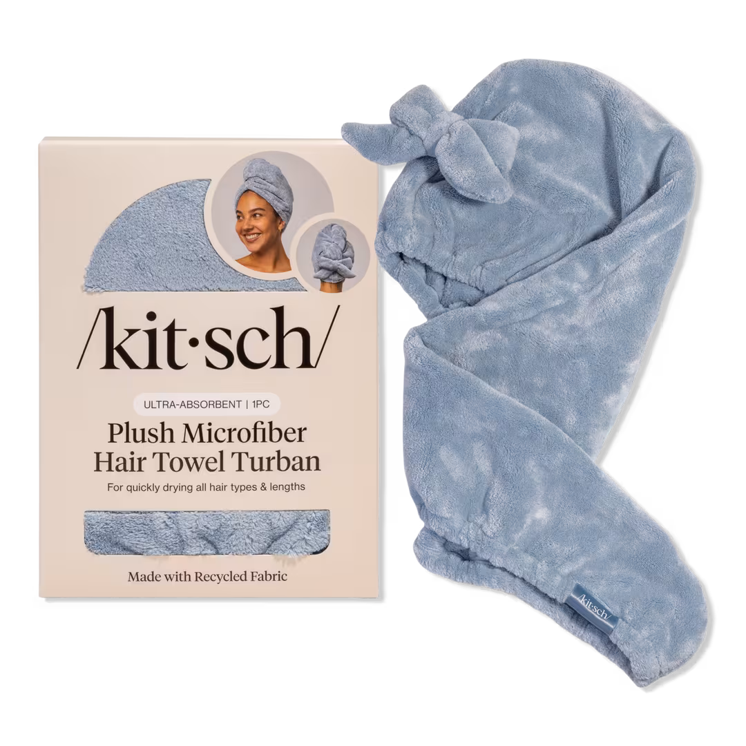 Kitsch  Plush Microfiber Hair Towel Turban with Bow