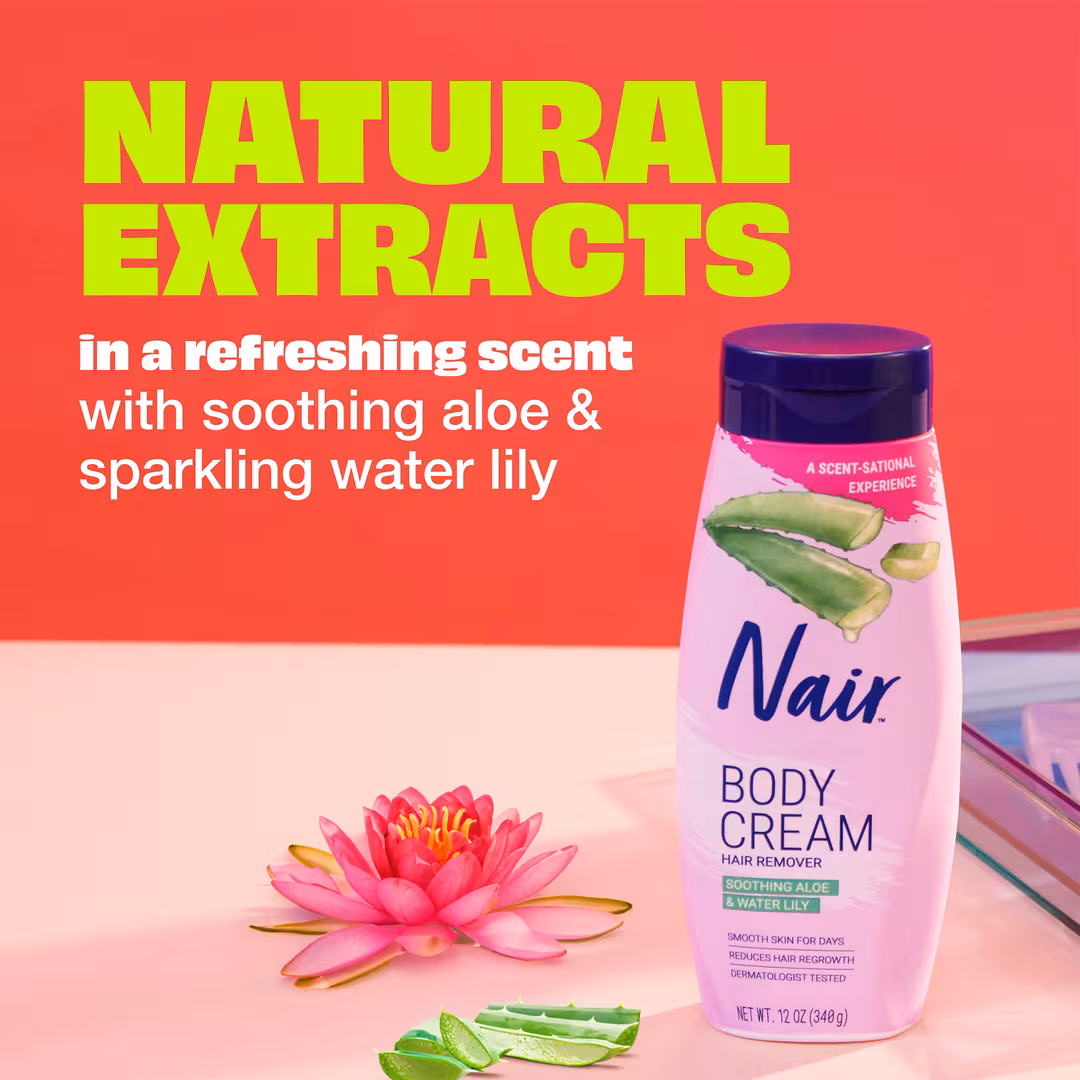 Nair  Body Cream Hair Remover with Soothing Aloe and Water Lily