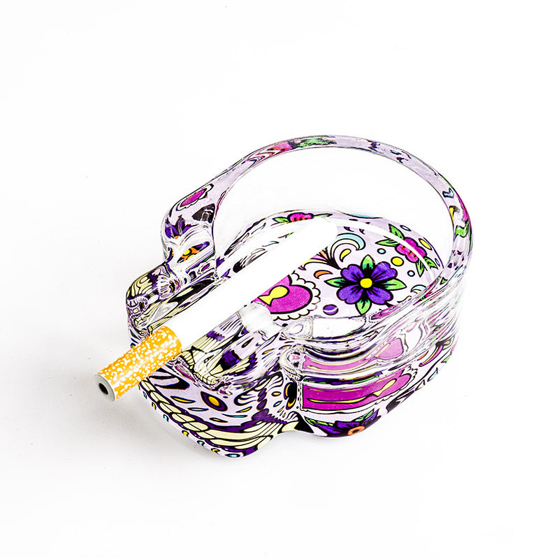 Skull Glass Cigarette Ashtray (Random Pattern)