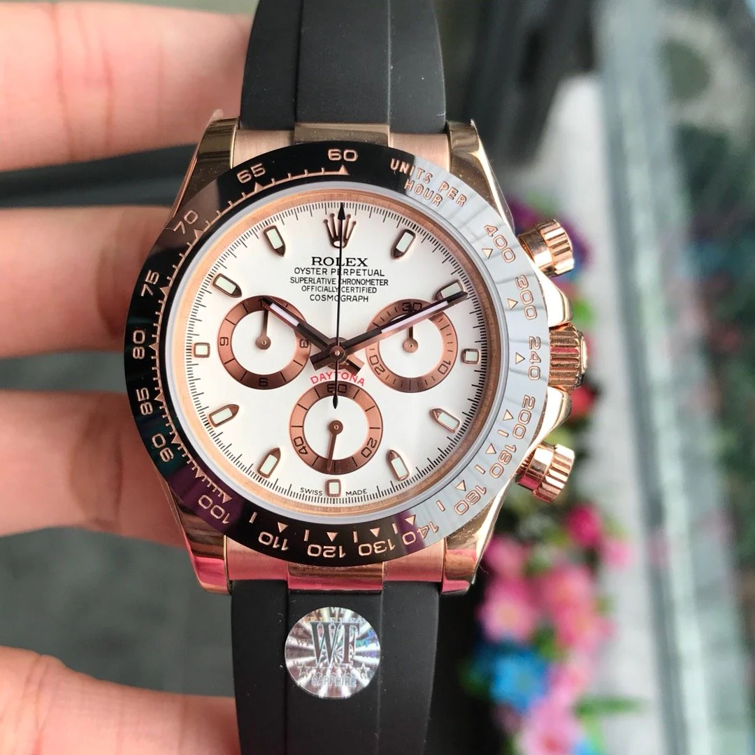 Rolex Watch DAYTONA ROSE GOLD CASE 40MM WHITE DIAL RUBBER STRAP