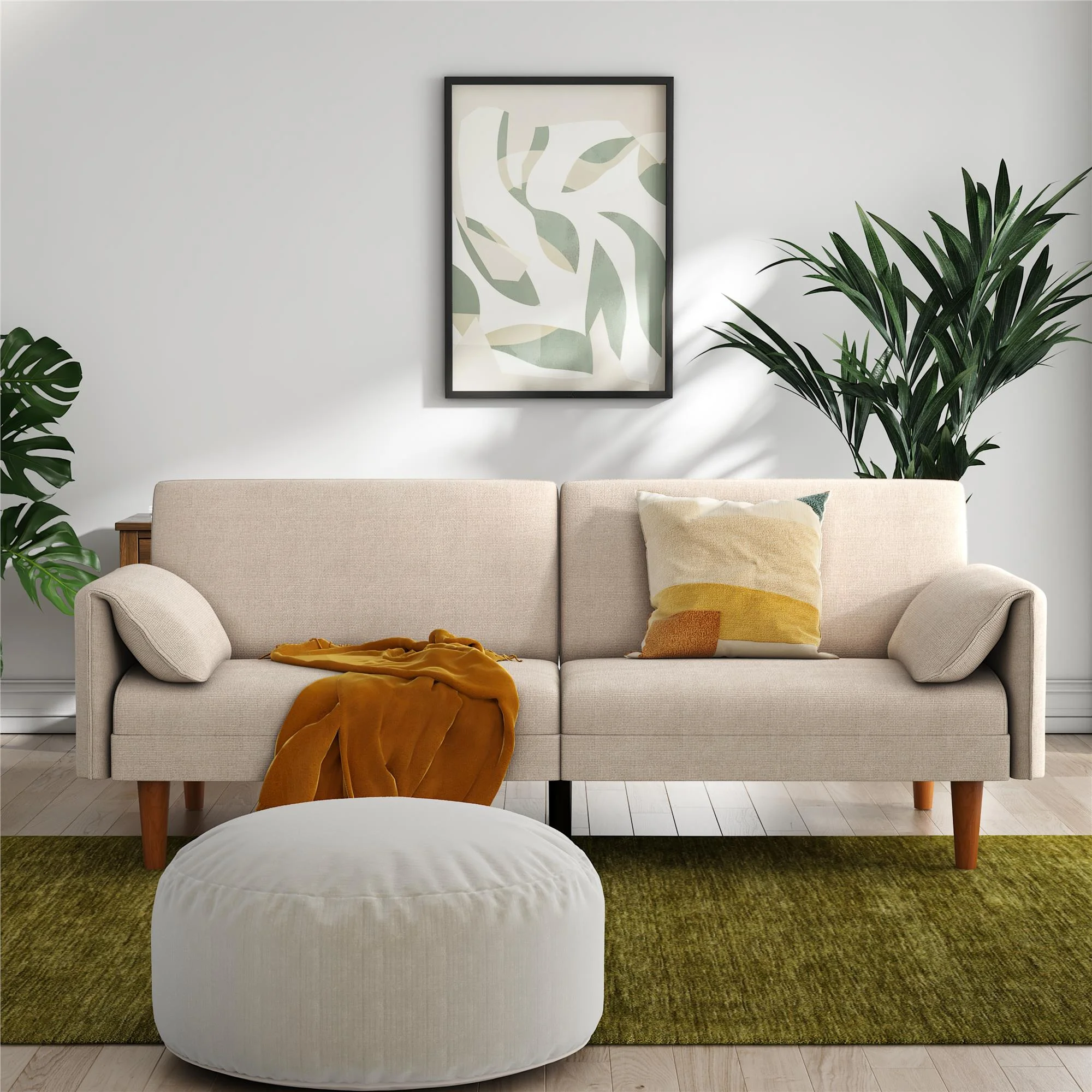 Novogratz Markham 80.5" Futon Sofa Bed, Sand Basket Weave