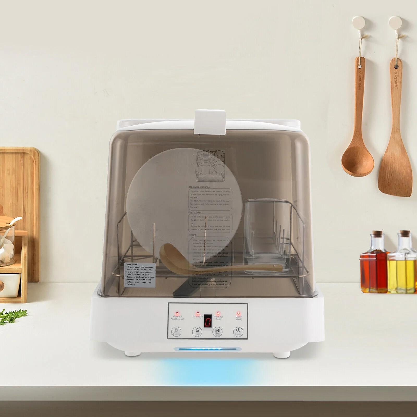 Shzicmy Compact Modern Countertop Dishwasher with Touch Control & Quick Drying