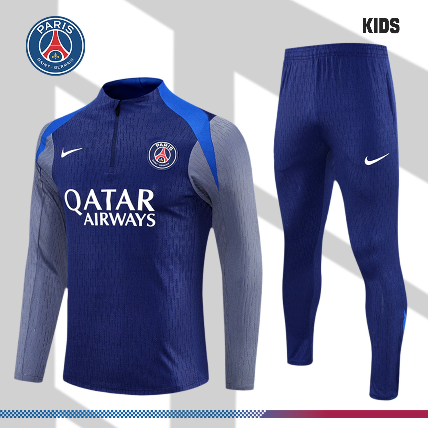2025/2026 Paris Saint-Germain Kids Half Zip Training Clothes (Kids Kit)