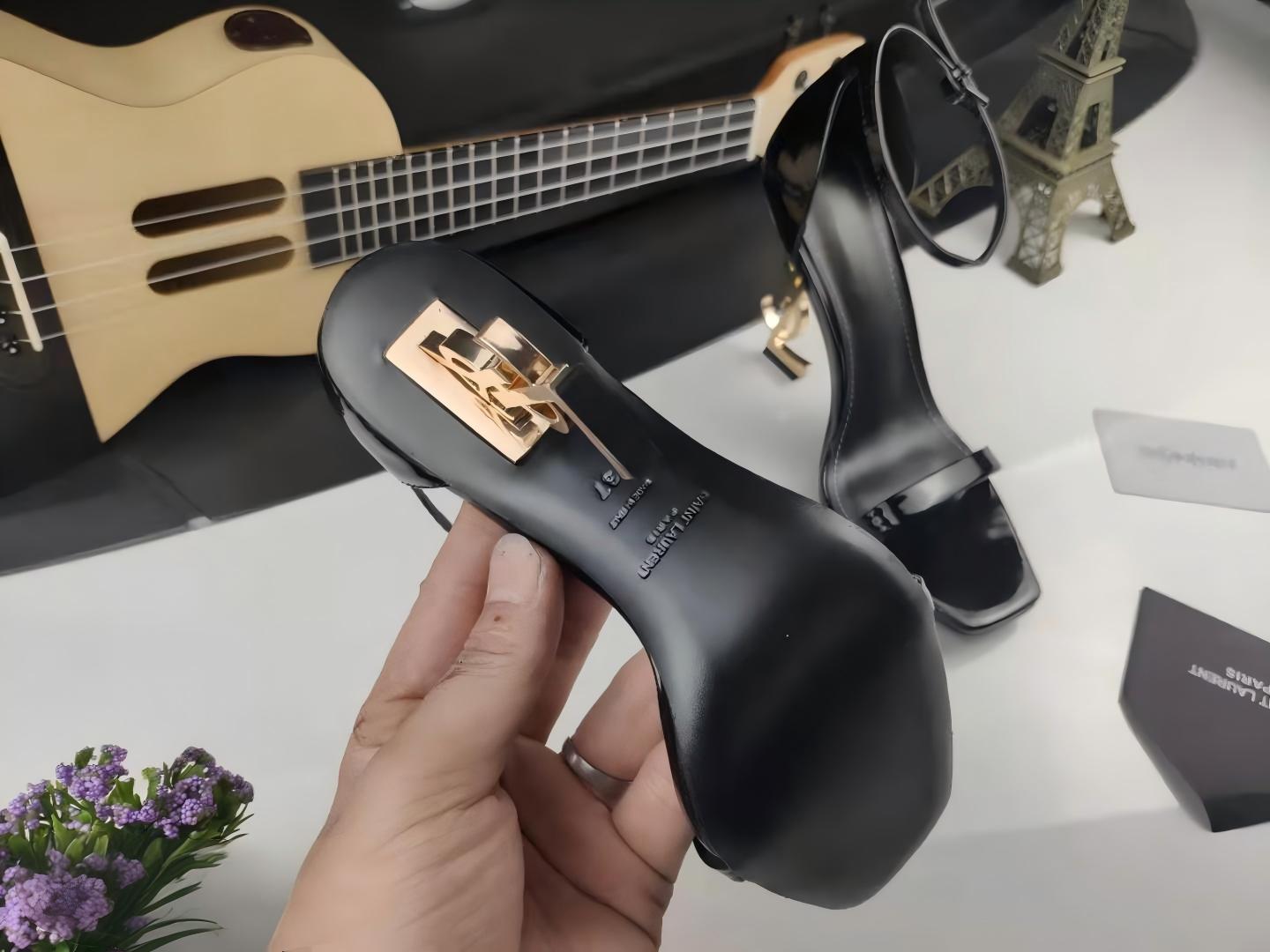 YSL Opyum Slide Sandals Black