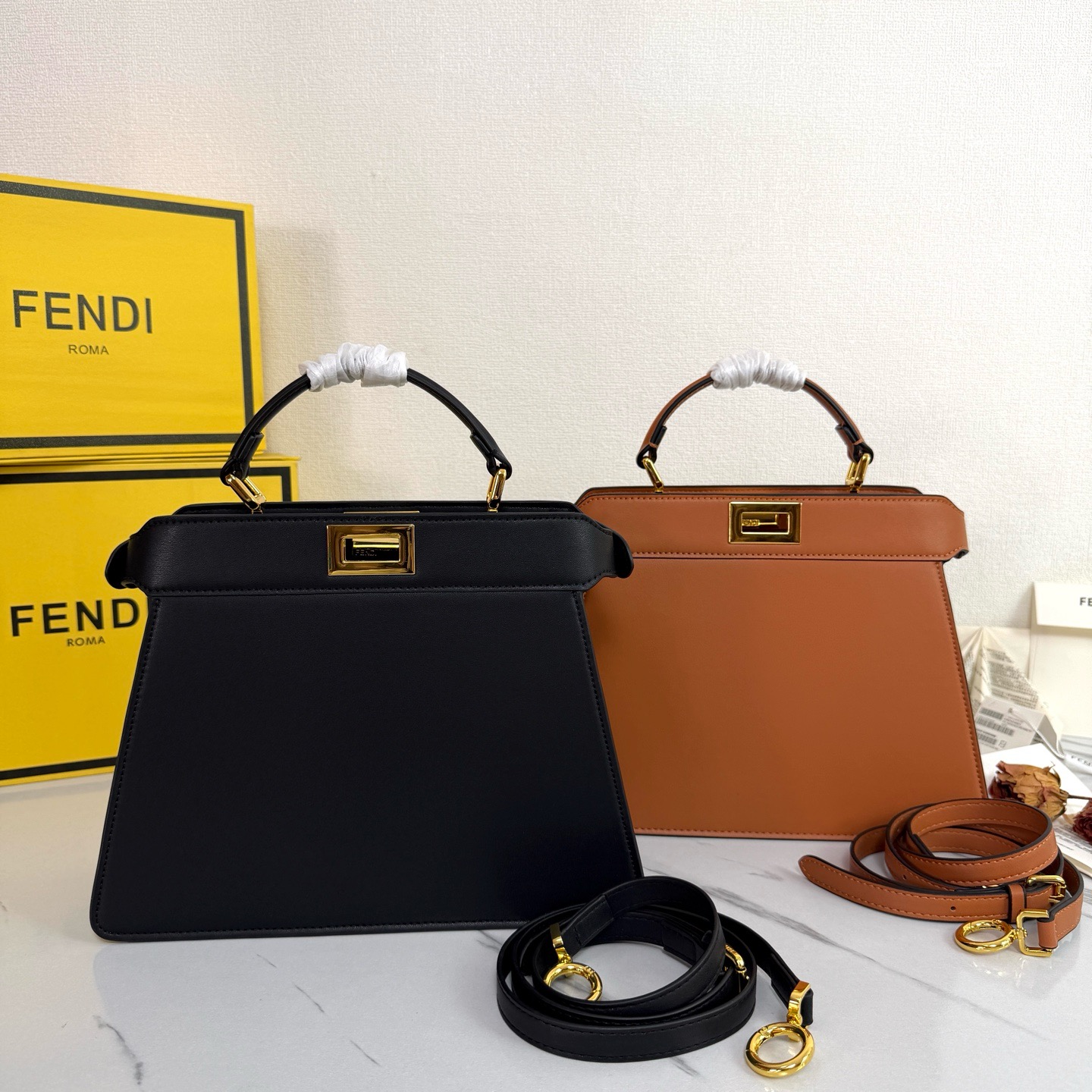 Fendi Baguette Mini FF Embossed Leather Bag