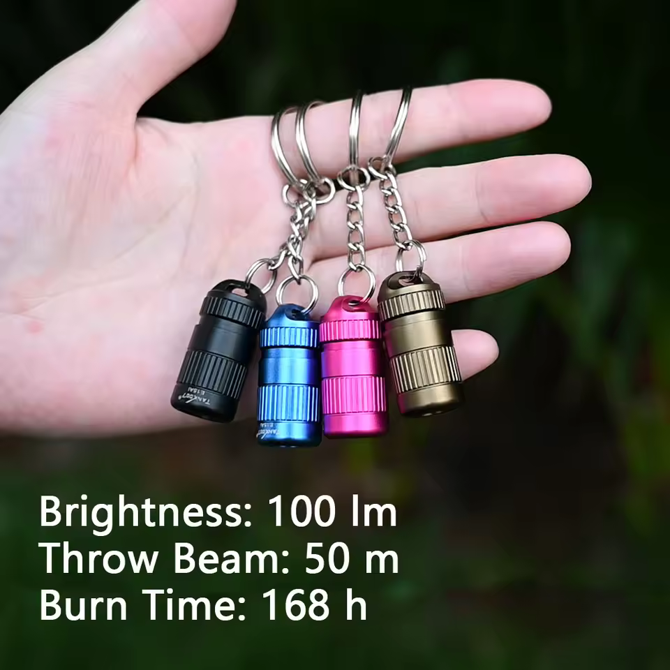 TANK007 E15 Mini Pocket Flashlight LED Coin Cell Battery Key Light Outdoor IPX7 Waterproof Anti Drop Flashlight