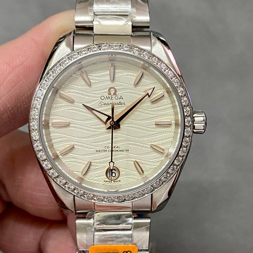 Omega Watch Seamaster 34mm Diamond Beige Dial