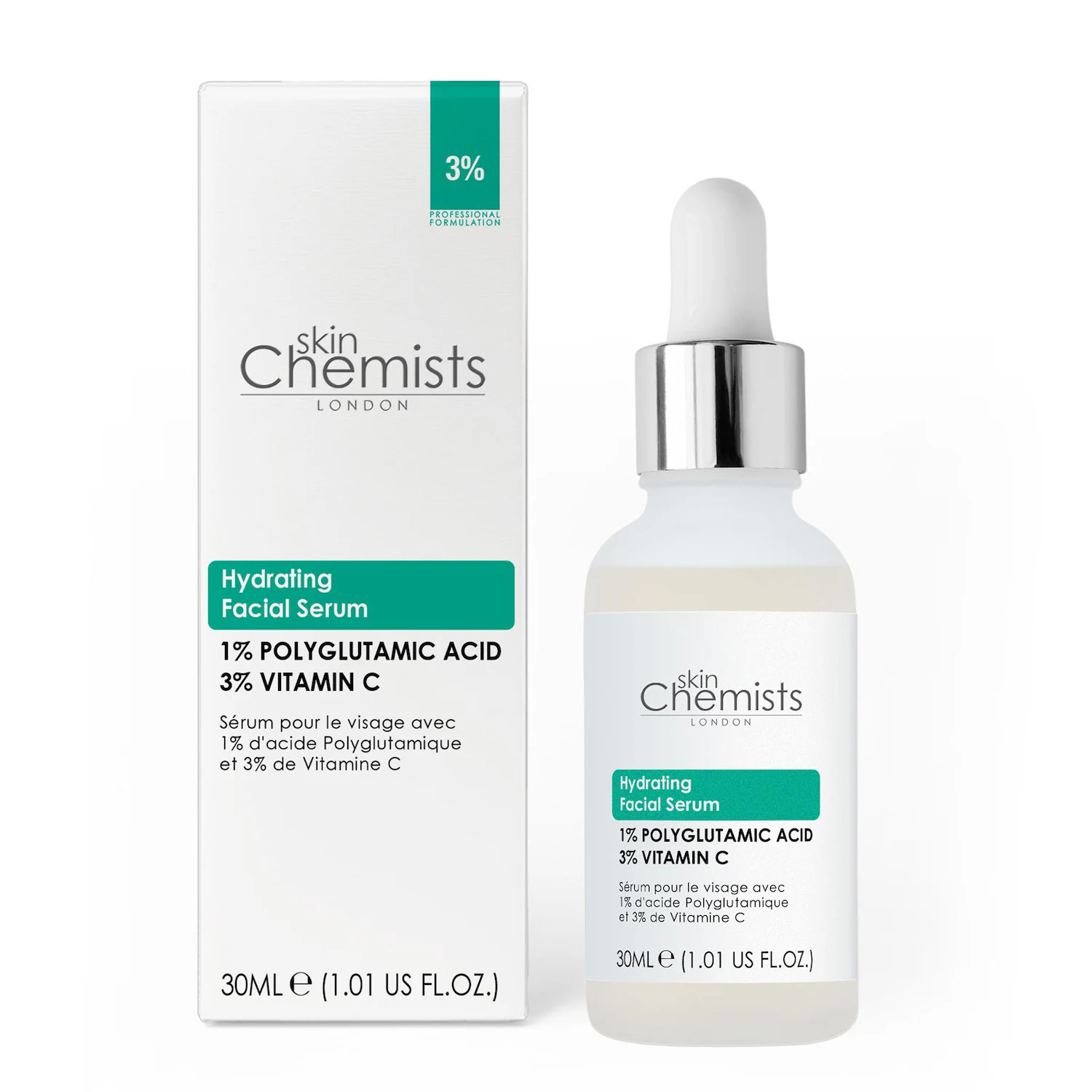 Feuchtigkeitsserum mit 1% Polyglutaminsäure und 3% Vitamin C