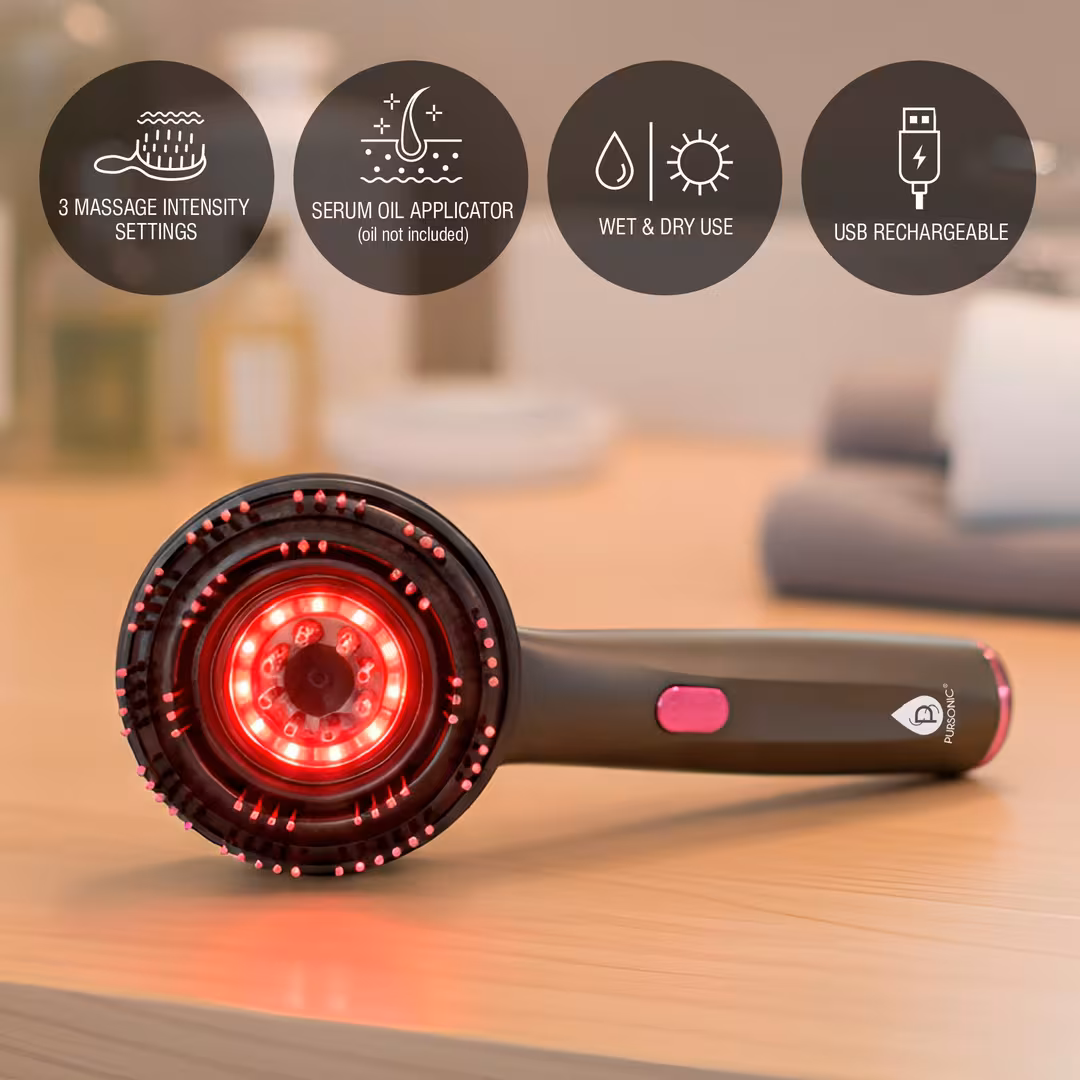 PURSONIC  LED Therapy Brush, Castor Oil, Sweet Almond Oil, & Fractionated Coconut Oil