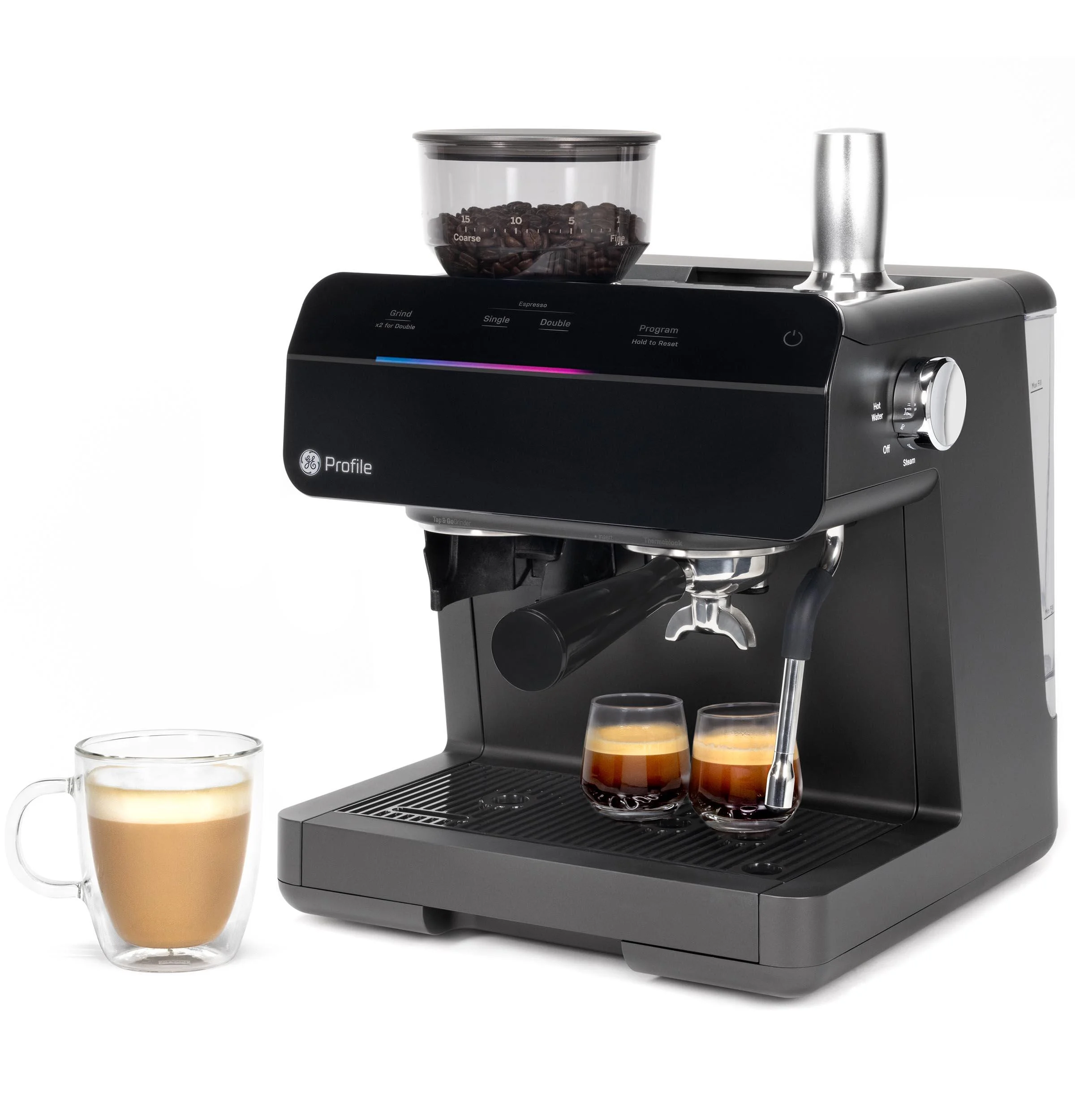 GE Profile® 15Bar 2Cup Semi Automatic Espresso Machines in Black