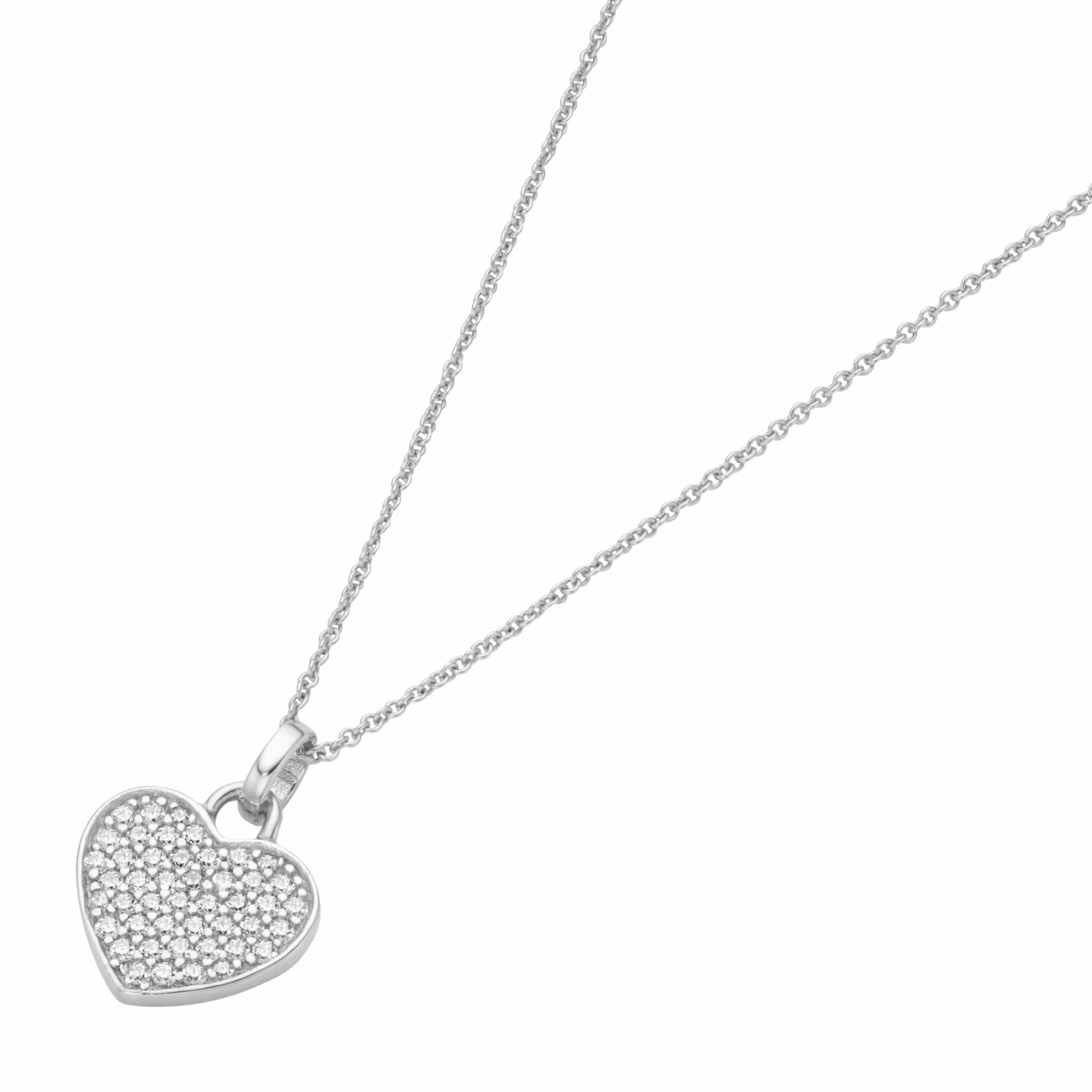 Kette Herz mit Zirkonia, Silber 925