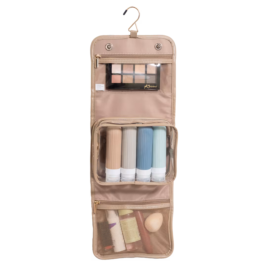 House of Harlow 1960  The Twill Nylon Multi-Compartment Hanging Toiletry Case